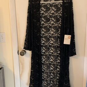 Black Lace Kimono Cardigan